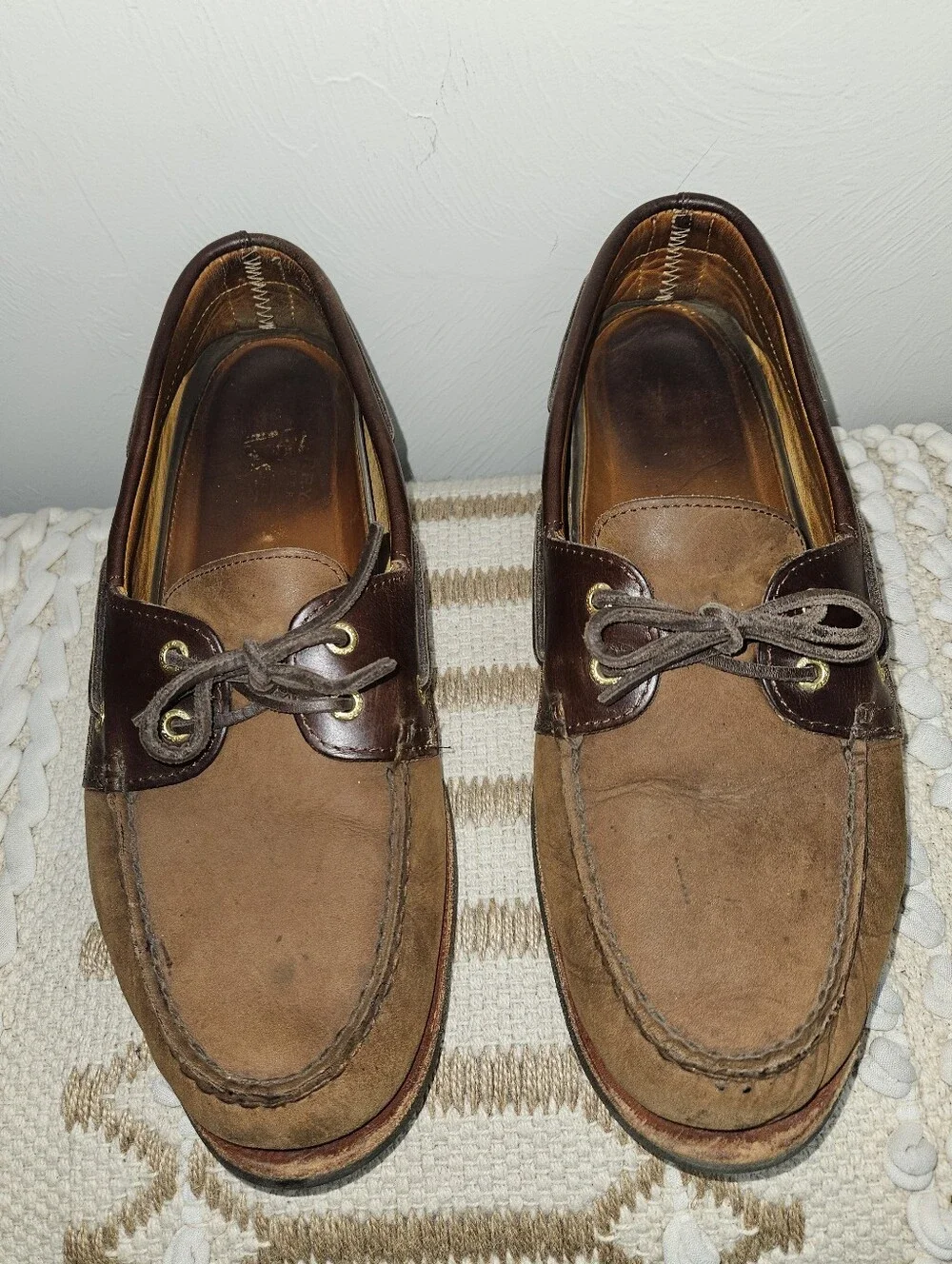 Men's Brown Two-Tone Leather & Suede Boat Shoes Sperry Topsider Size 13
